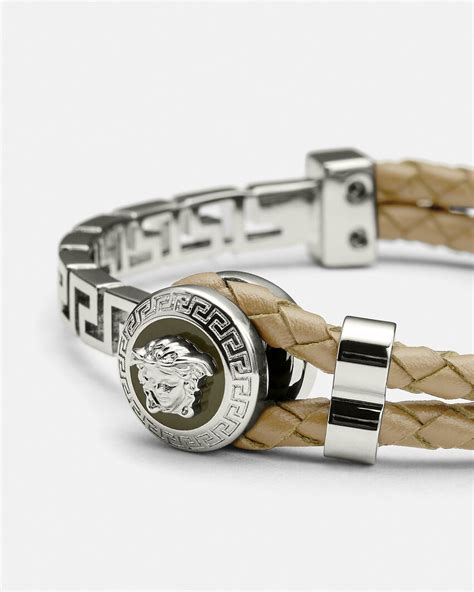 versace signature leather bracelet|vintage Versace bracelet.